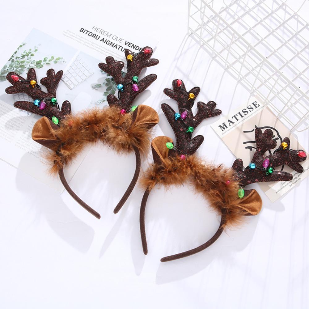 Cài Tóc Sừng Tuần Lộc Giáng Sinh Phát Sáng Dễ Thương Dành Cho Nữ