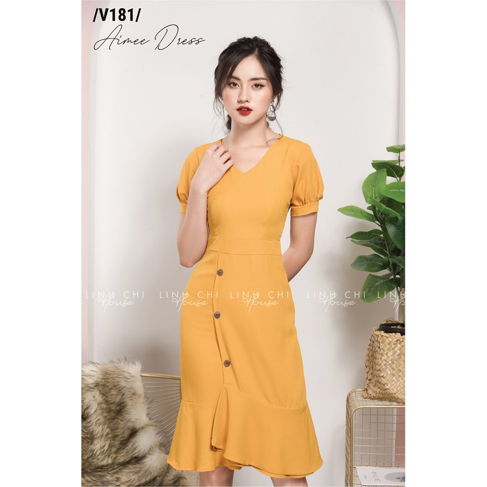 Đầm Nữ Đuôi Cá Dịu Dàng Thanh Lịch (Vàng, Xanh) Thời Trang Thu Đông V181 | BigBuy360 - bigbuy360.vn