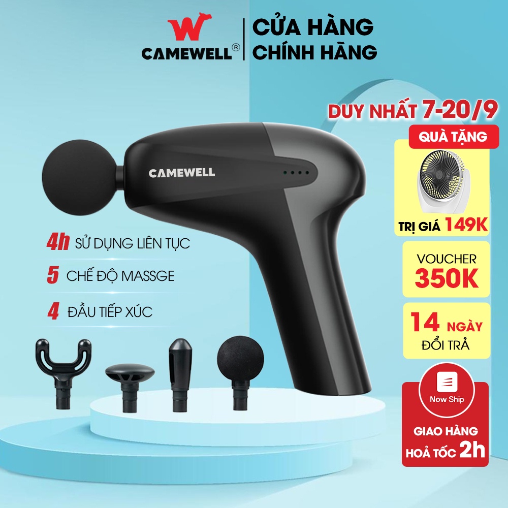 Máy massage cầm tay CameWell X1 mát xa trị liệu cổ vai gáy 4 đầu 5 chế độ, pin 2600 mAh dùng liên tục 4h