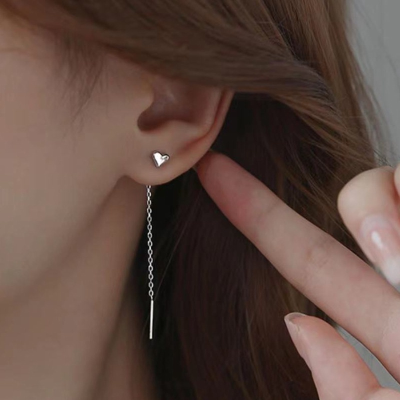 Bông tai trái tim treo thả dài hoa tai nữ dễ thương tình yêu