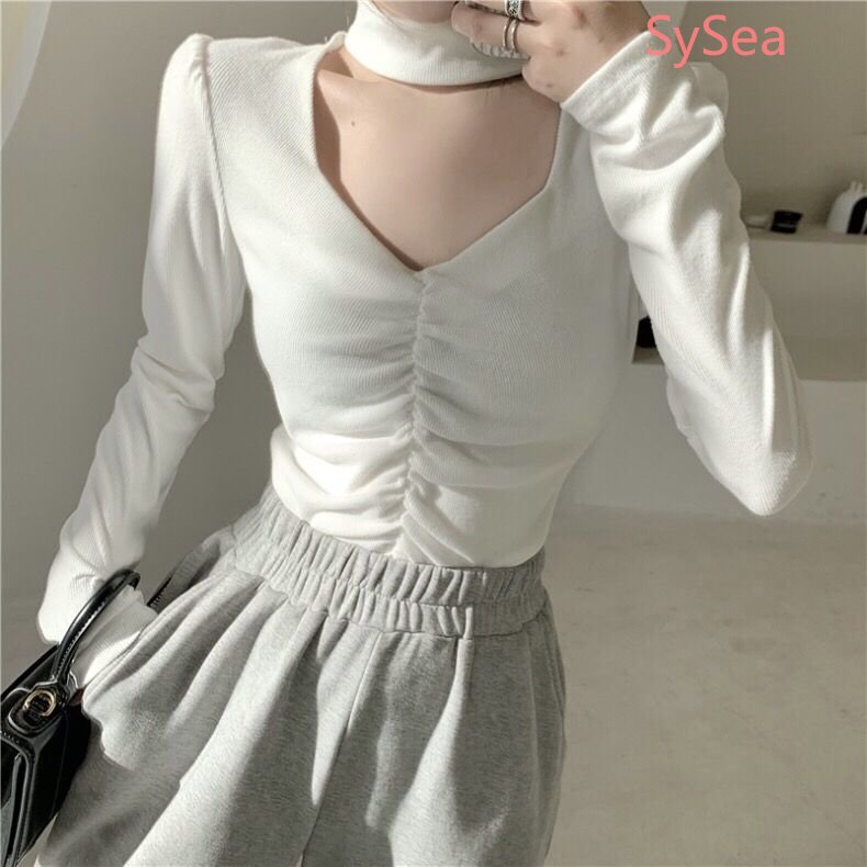 Áo Cổ Chữ V Màu Sắc Đơn Giản Quyến Rũ Cho Nữ