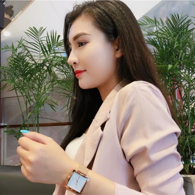 Đồng hồ unisex JULIUS Hàn Quốc JA-1207B mặt vuông dây thép có lịch (Đồng)