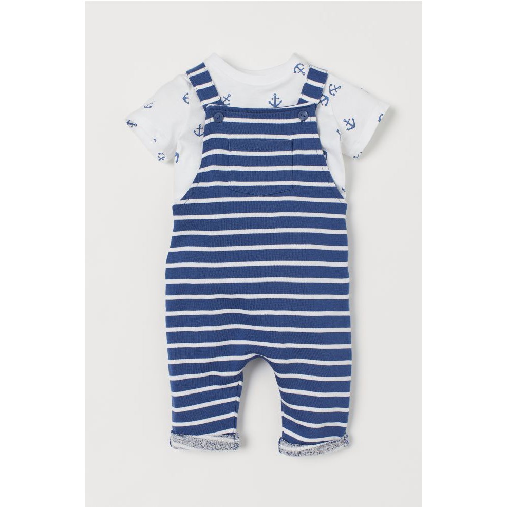 Set áo và yếm quần blue anchor size 2-3y,3-4y HM H&amp;M_hàng chính hãng Anh