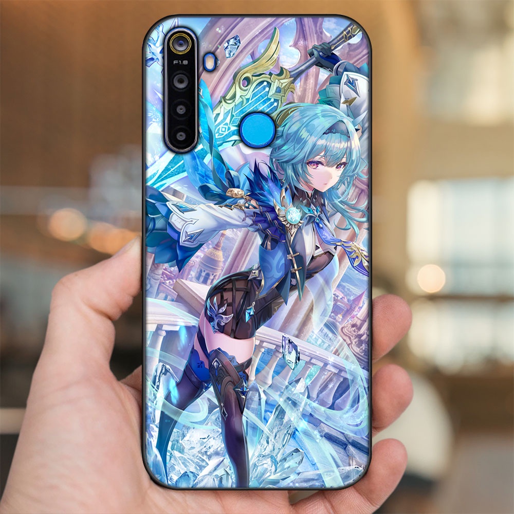 Ốp lưng Realme 5, 5 Pro viền đen in hình Eula Genshin Impact