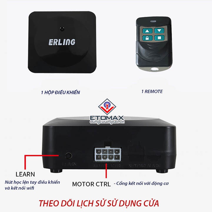 Bộ điều khiển cửa cuốn bằng điện thoại ERLING Wifi