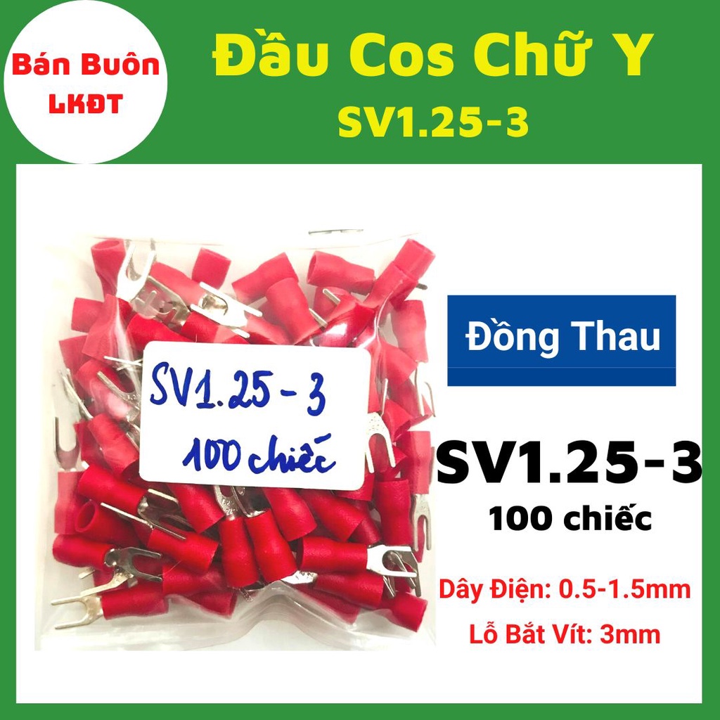 [100 Chiếc] Đầu cos chữ y, cos chữ y, đầu cos dây điện, đầu cos bọc nhựa, cos y trần [ Cos Đồng ]