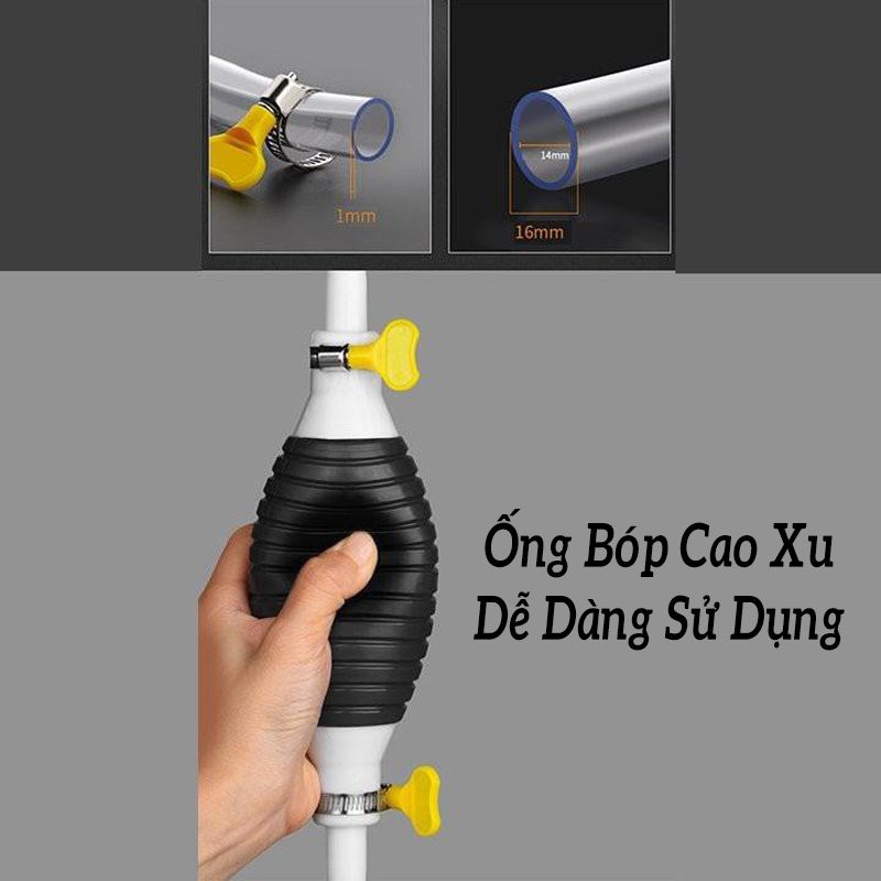 Bơm hút chất lỏng quả bóp tay, dụng cụ sang chiết chất lỏng, Bơm hút Xăng, Rượu cầm tay nhỏ gọn