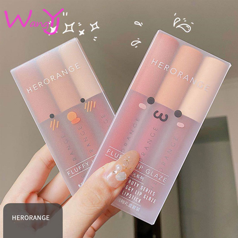 [Hàng mới về] Bộ 3 Thỏi Son Kem Lì Mịn Như Nhung Herorange Vỏ Màu Trắng | BigBuy360 - bigbuy360.vn