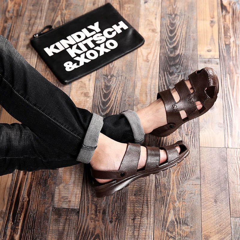 🌺7 Màu Sắc💖Giày Sandal Nhựa Giả Da Đế Dày Thoáng Khí Chống Trượt Không Thấm Nước Cho Nam