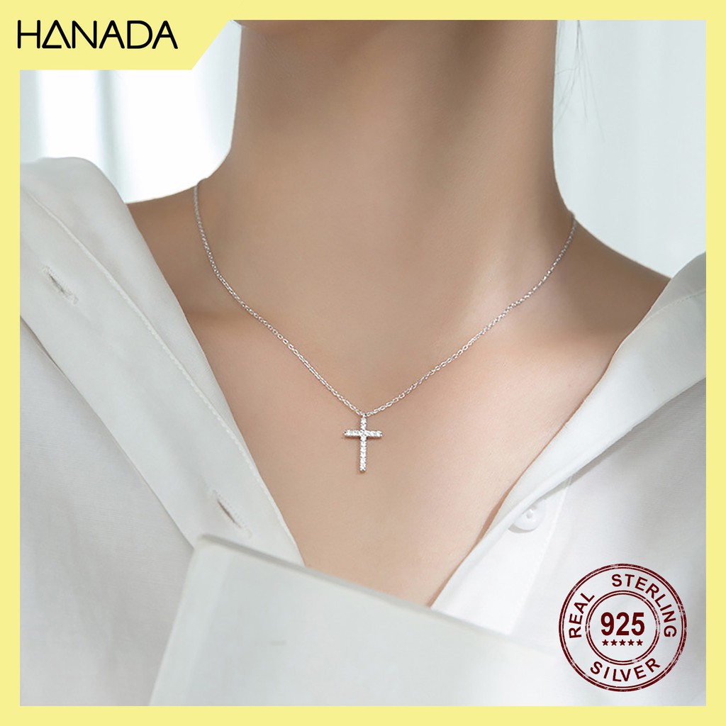 Dây Chuyền Bạc 925 Hanada N1234.N.2.S.300. 0605 Dây Chuyền Thánh Gía Đá