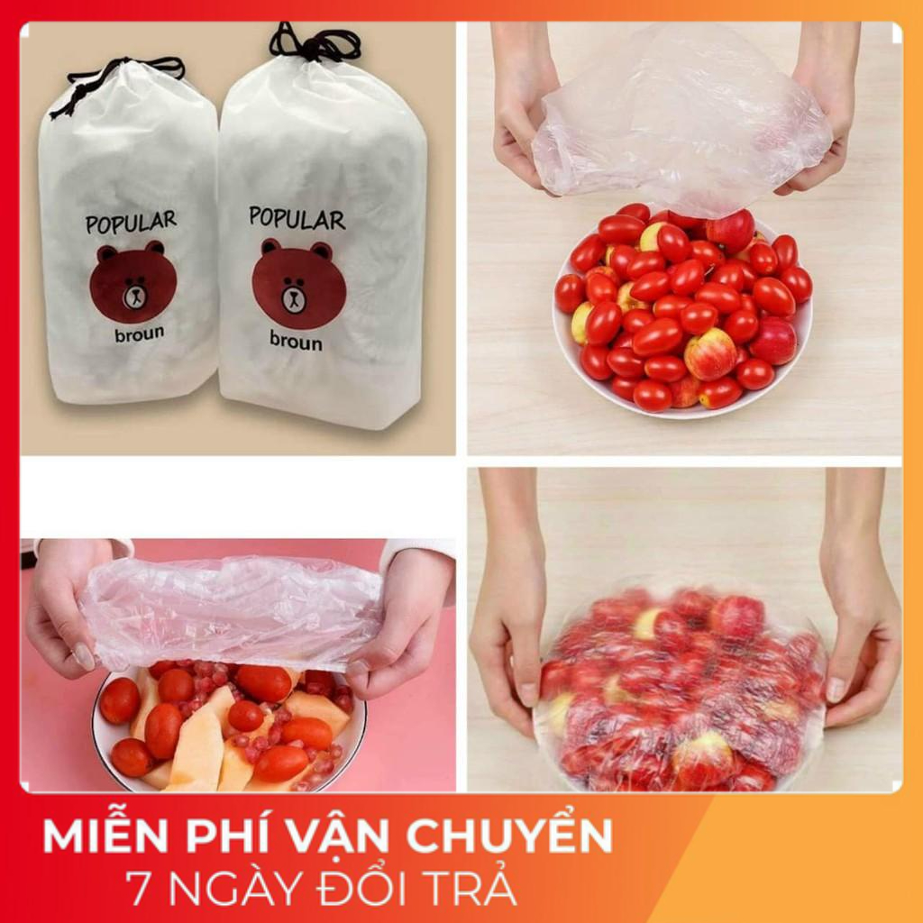 100 Màng bọc thực phẩm co giãn siêu dai có chun hình túi gấu  1H3