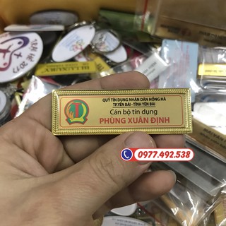 Thẻ tên cài áo phôi đồng mạ vàng, name tag