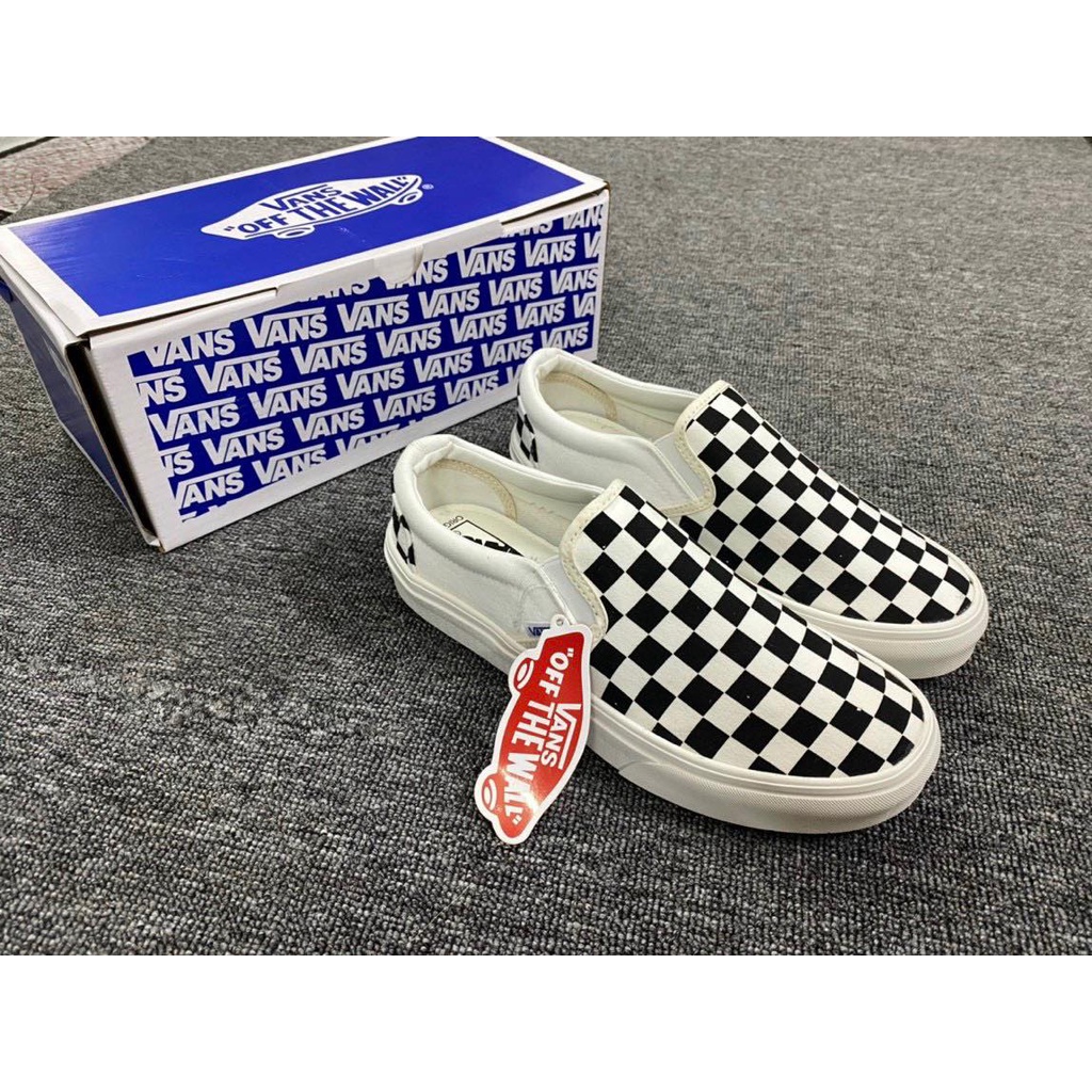 Giày Vans. caro nam nữ, giày lười vải slip on 1:1 Chất lượng [ FullBox + Freeship ]