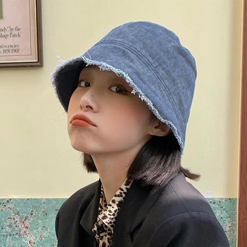 Mũ Denim Chống Nắng Che Mặt Dễ Phối Đồ Phong Cách Hàn Quốc