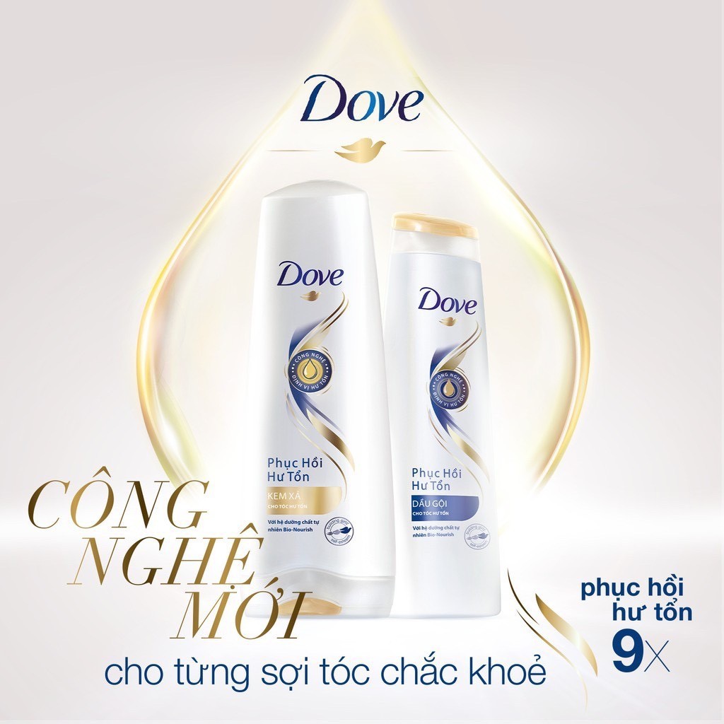 Bộ sản phẩm Dove Phục Hồi Hư Tổn dầu gội 340g + kem xả 335g