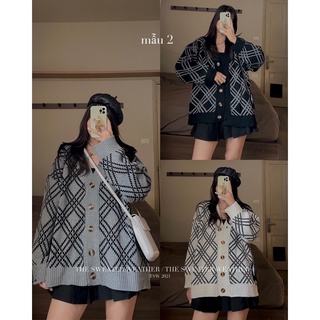 Áo khoác len cardigan KẺ THOI form oversize