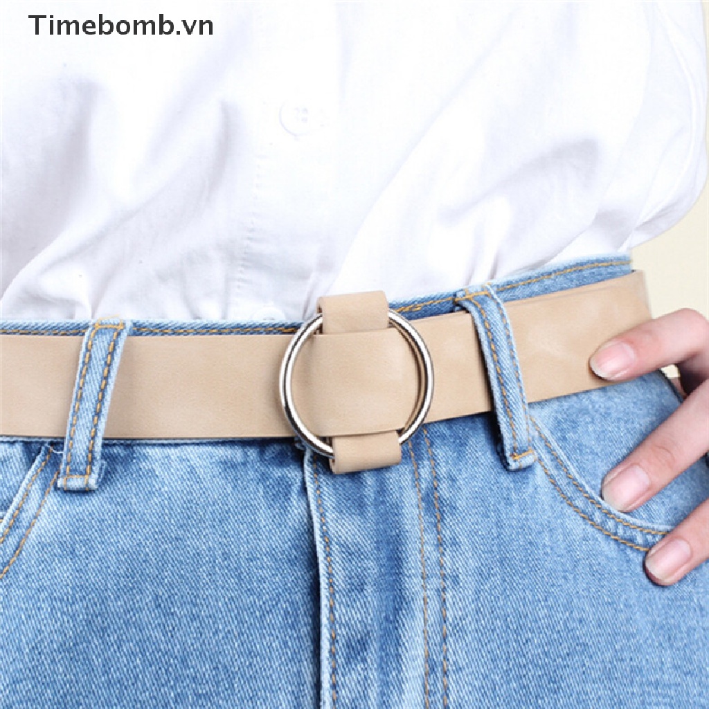 Thắt Lưng Da Khóa Tròn Kim Loại Phong Cách Boho Cổ Điển Thời Trang Cho Nữ