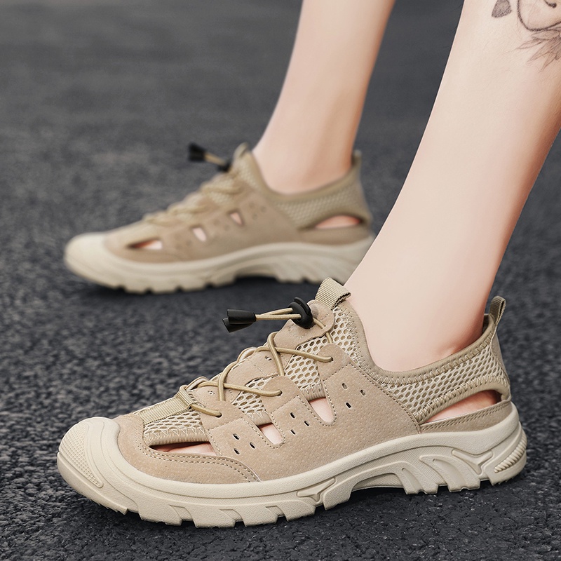 Giày Sandal Phối Lỗ Thoáng Khí Chống Trượt Chống Thấm Nước Thời Trang Mùa Hè Cho Nam