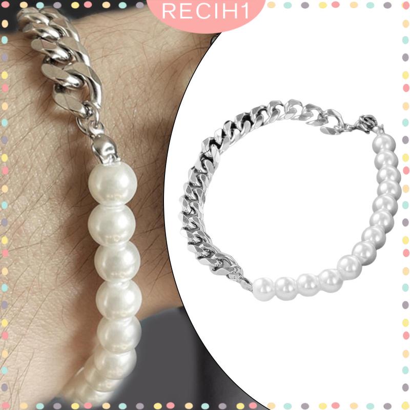 Vòng tay/ lắc chân bằng thép không gỉ đính ngọc trai giả thời trang cho nữ