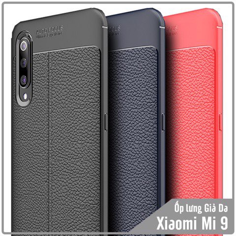 Ốp Lưng Auto Focus vân da dành cho điện thoại Xiaomi Mi9 đen