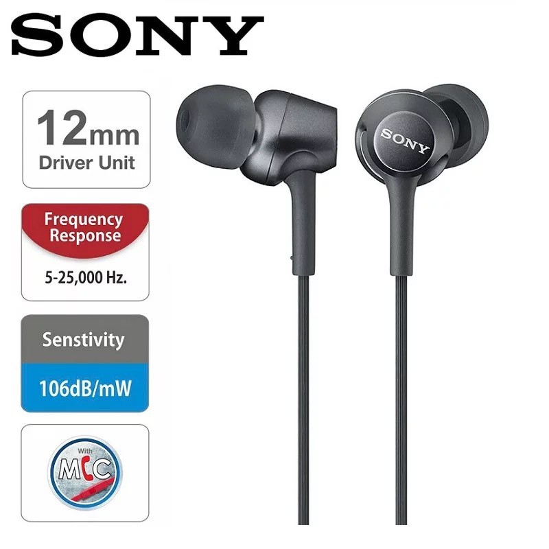 Tai nghe nhét tai SONY MDR-EX255AP chính hãng 3,5 mm Cắm bass Âm nhạc cho điện thoại thông minh