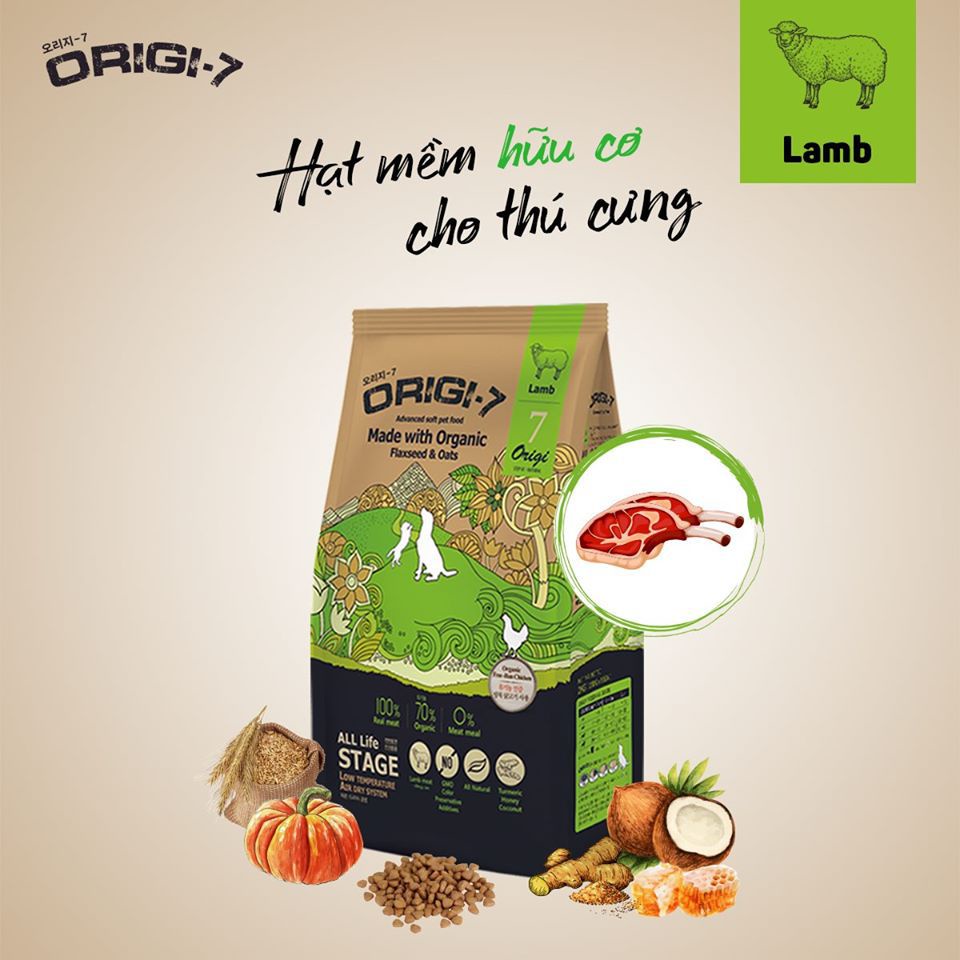 [ CHÍNH HÃNG ] Hạt mềm hữu cơ Origi-7 Cho Chó Gói 1.2kg