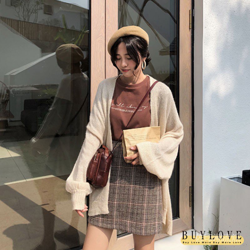 Chân Váy Len Dáng Chữ A Họa Tiết Houndstooth Phong Cách Hàn Quốc | BigBuy360 - bigbuy360.vn