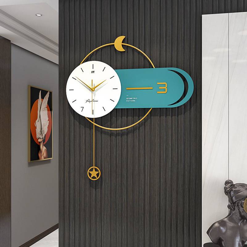 Hiện đại tối giản ánh sáng sang trọng trang trí đồng hồ treo tường câm đồng hồ phòng khách đồng hồ thanh đồng hồ rèn sắt 6