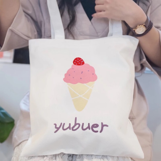 Túi vải tote in hình và chữ