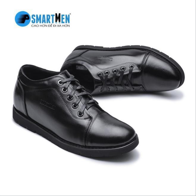 Sale [Sale 3/3]  Giày tăng chiều cao da bò SMARTMEN GD2-08 ĐEN Sale 11 -op1 "