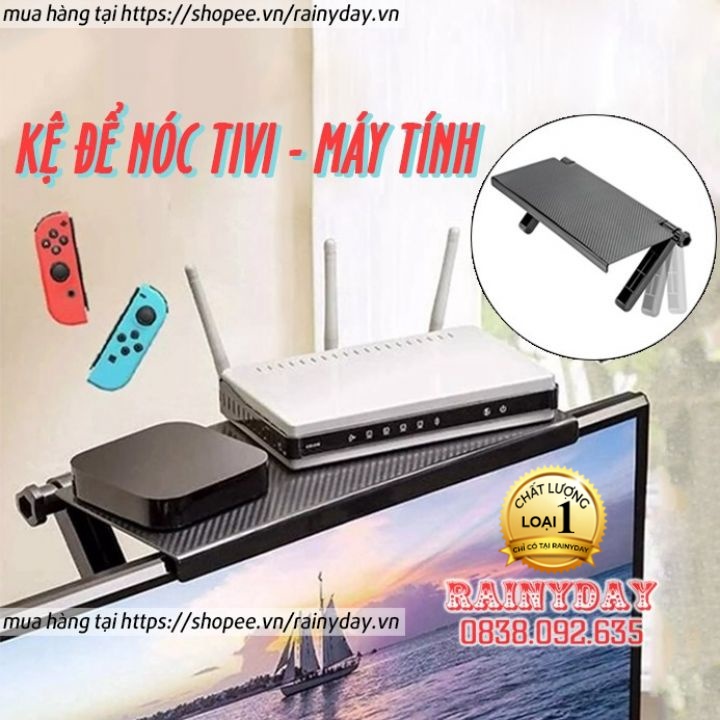 Kệ giá để đồ gác trên nóc tivi màn hình máy tính nhựa treo sau trang trí đa năng thông minh