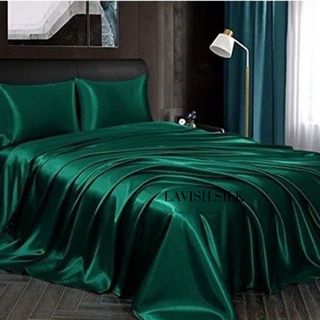 Trọn Bộ Chăn Ga Gối Phi Lụa Lavish Silk Cao Cấp Mát Lạnh Hàng Loại 1-Xanh Lá