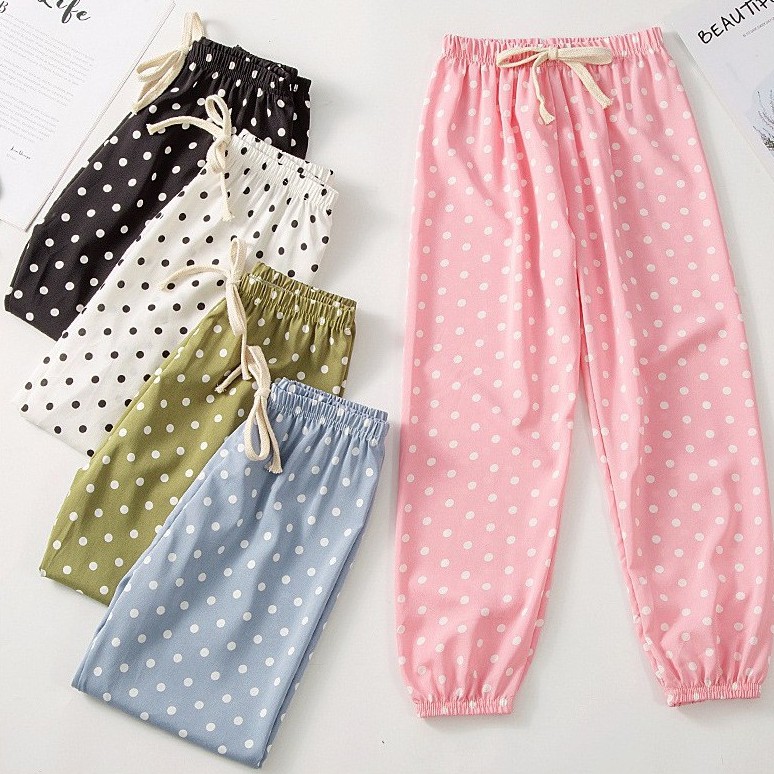 COD  Child Jogger Pants Waist Rubber Motif Polkadot Unisex Kids Girls Boys Pants Casual