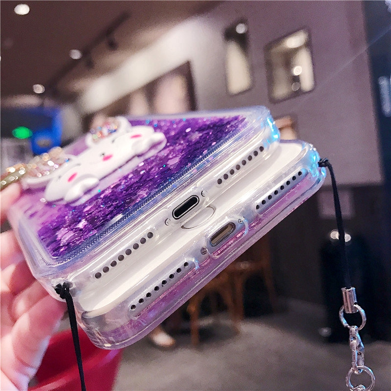 Ốp điện thoại kim tuyến nước hình thỏ dễ thương dành cho iPhone 6 6s 7 8 Plus X XS Max XR