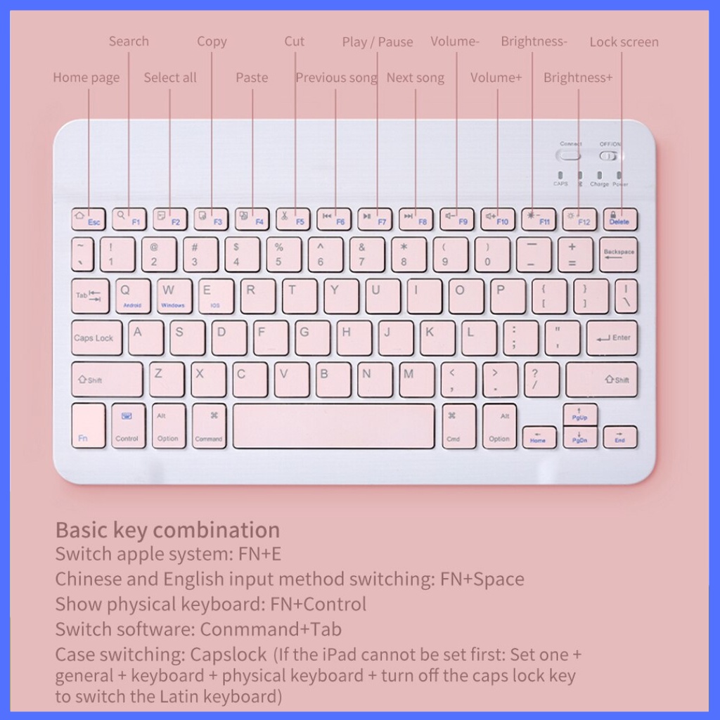 Bàn phím bluetooth chuột bluetooth không dây HP 10 inch cho điện thoại máy tính bảng laptop PC Pin sạc