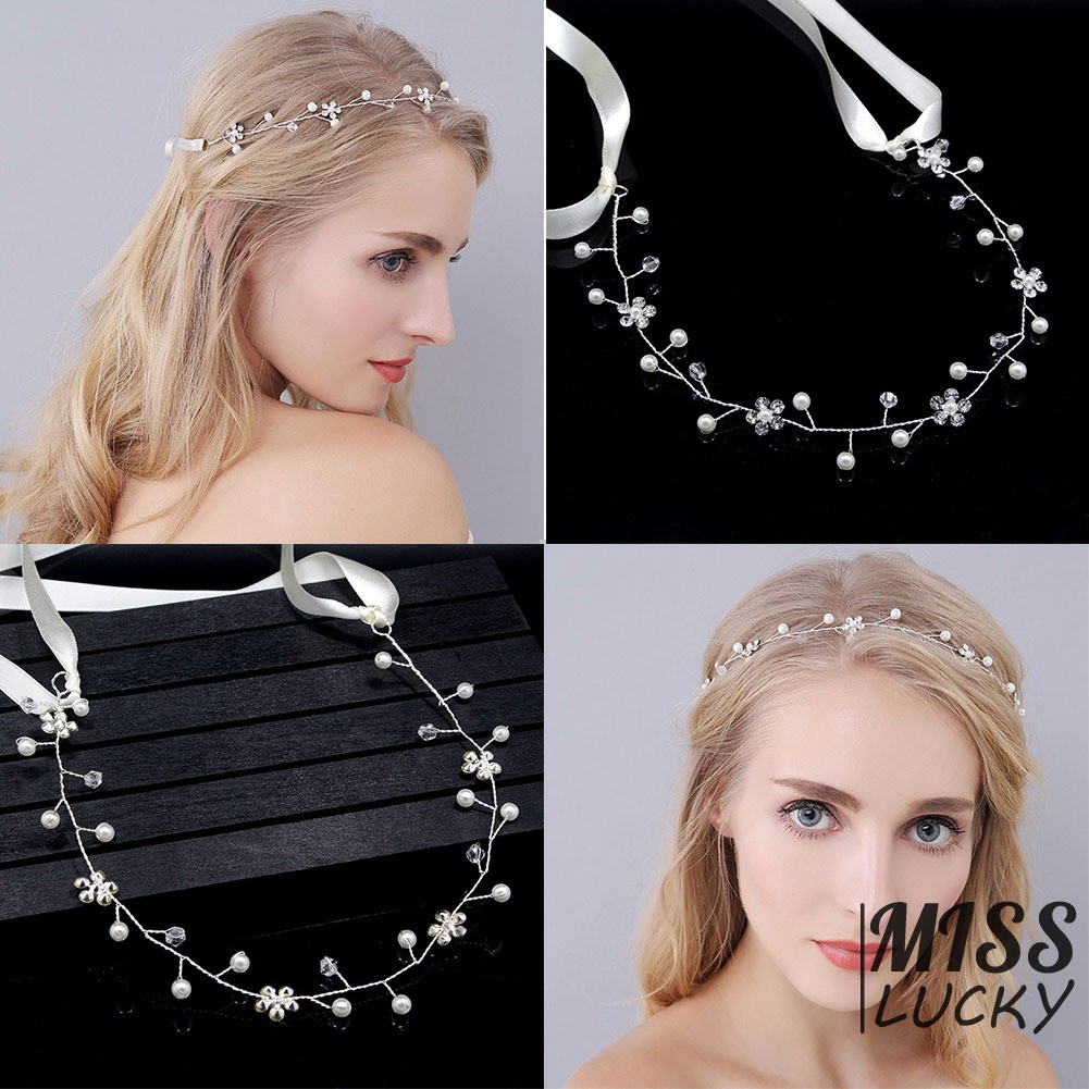 Băng đô cài tóc đính ngọc trai xinh xắn dịu dàng cho nữ