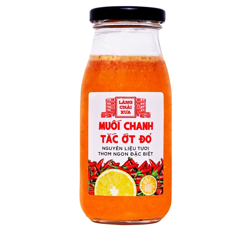 Muối ớt đỏ chanh tắc cao cấp Làng Chài Xưa, nguyên liệu tươi, thơm ngon đặc biệt, chai thủy tinh 300gr