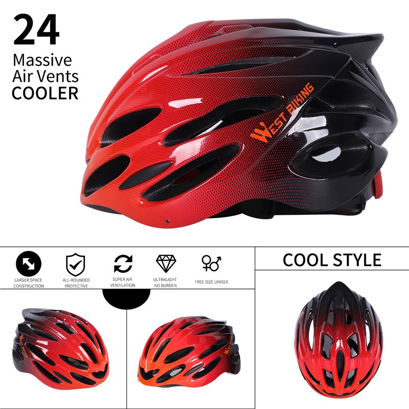 WEST BIKING Ultralight Bicycle Helmet Adjustable MTB Road Cycling Sport