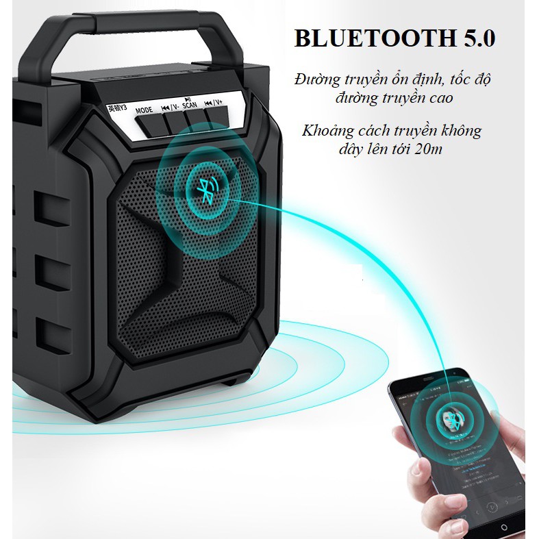 Loa Bluetooth Karaoke Công Suất Cực Lớn, Loa Mini -Y3 Âm Bass Cực Hay