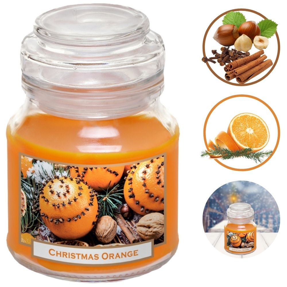Nến thơm thư giãn Batek Christmas Orange 130g - cam, quế, đinh hương, khử mùi, không khói, tinh dầu thiên nhiên