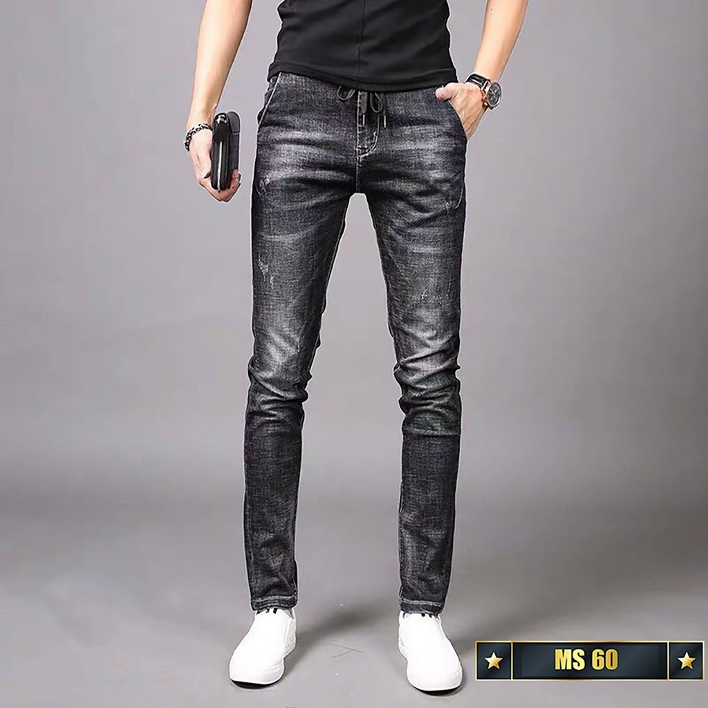 Quần Jean Nam Rách Gối Chất Bò Ống Suông Màu Xanh - Quần Bò Nam Đẹp Cao Cấp Chất Jeasn Co Giãn Thời Trang MURADFASHION