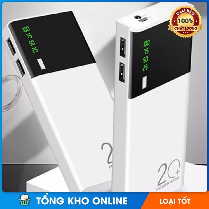 Pin sạc dự phòng SMART 20000 mAh 2 cổng sạc USB tích hợp đèn LED giá rẻ