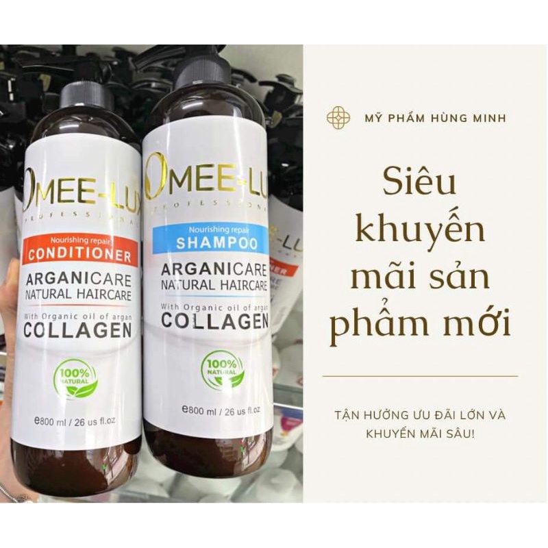 Bộ Sản Phẩm Gội Xả OME-Lux Argan Collagen 800mlx2