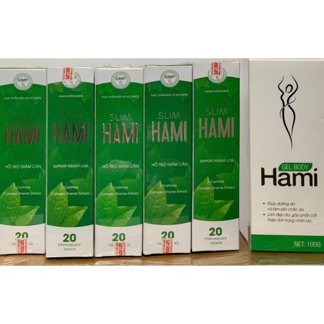 {{{ BÃO SALE }}} Sỉ Combo 5 HỘP SLIM HAMI - GIẢM CÂN NHANH CHÓNG(20 VIÊN) Tặng Kèm Gel body Slim hami