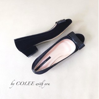 Giày gót thấp 3 phân, nhung nơ
