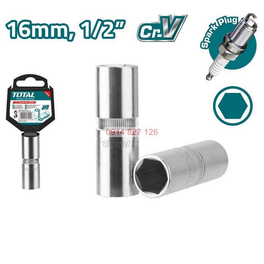 Đầu tuýp lục giác mở bugi xe máy 16mm và 21mm TOTAL THSPS12166 THSPS12216 chất liệu thép CR-V, Bh 6 tháng