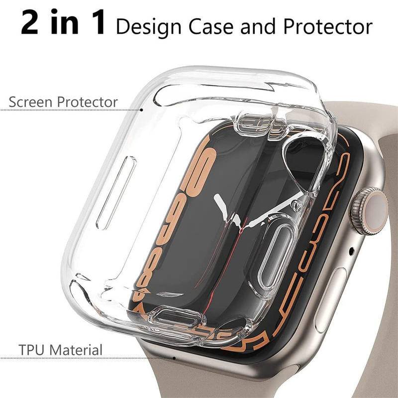 Ốp Bảo Vệ Mặt Đồng Hồ Thông Minh Apple Watch Series 7 6 5 4 3 2 1 SE + Miếng Dán Bảo Vệ Màn Hình iWatch 38 40 41 42 44 45 MM