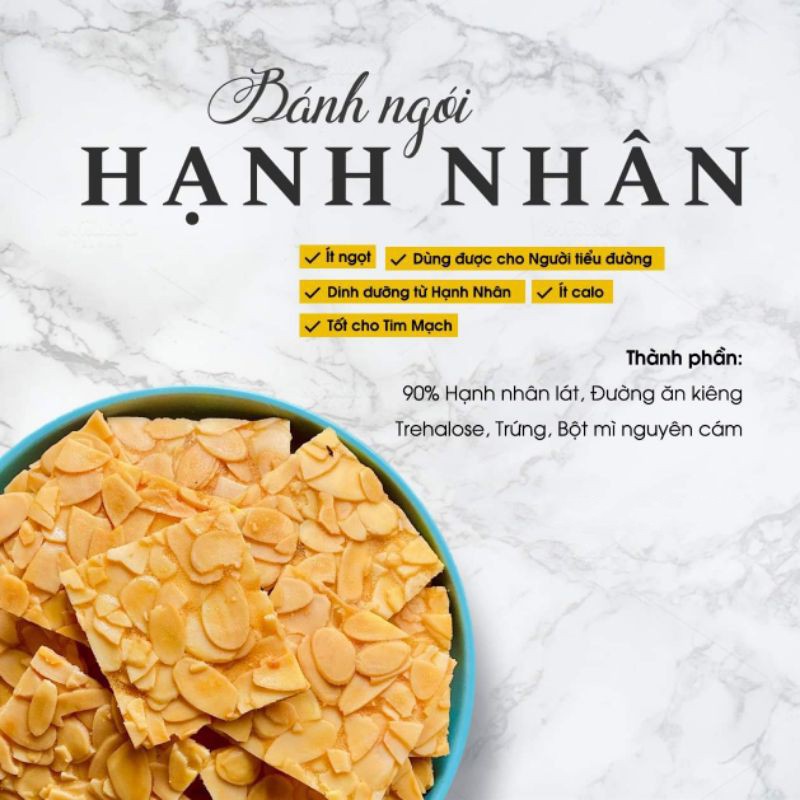 Bánh Ngói Hạnh Nhân Hỗ Trợ Ăn Kiêng Giảm Cân Thơm Ngon Bổ Dưỡng Lọ 200g