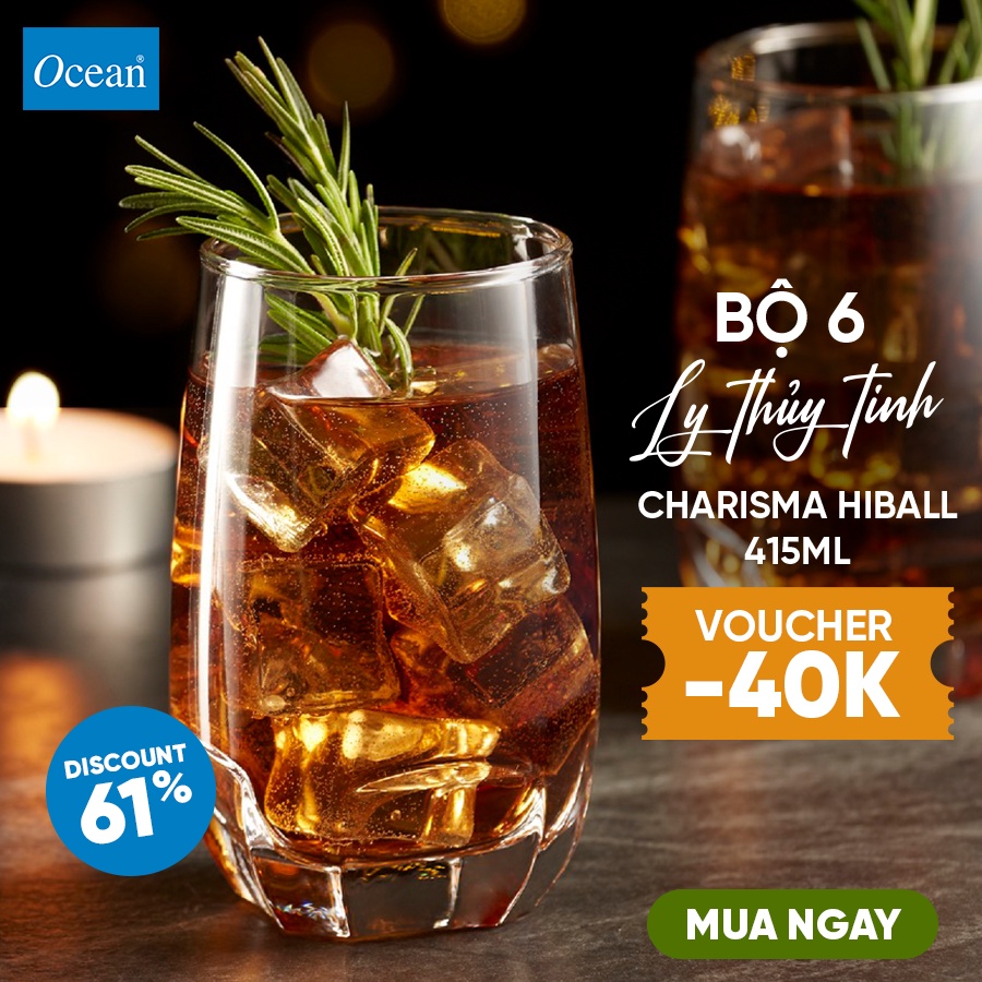 Bộ 6 Ly Thủy Tinh Ocean Charisma Hiball 415ml