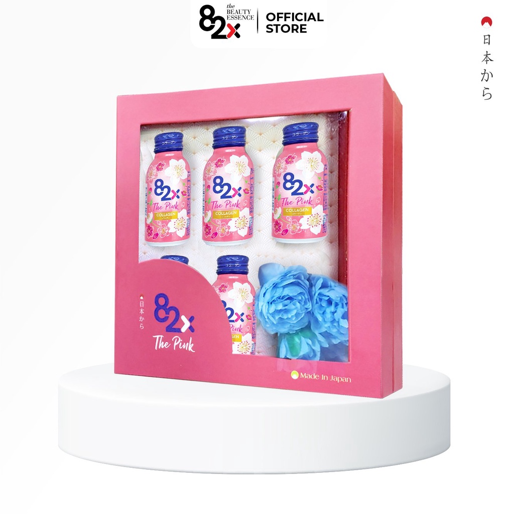 Hộp 5 lọ The Pink Collagen 82X Nước Uống Đẹp Da đến từ Nhật Bản (100ml/chai).